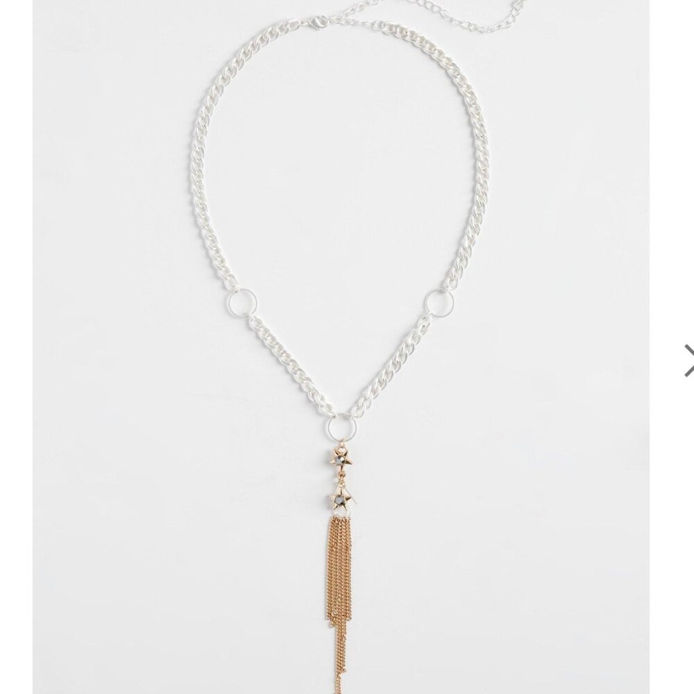 TORRID Celestial Y Necklace Moon Stars Mixed Metal Gold Silver NEW